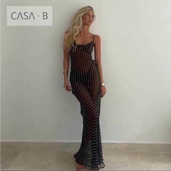 NEW to CASA B💫| Emerson Semi Sheer Polka Dot Maxi Dress - Picture 8 of 9